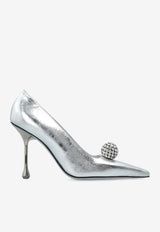 Jimmy Choo Orb 95 Leather Pumps Silver ORB PUMP 95 KHW-SILVER CRYSTAL