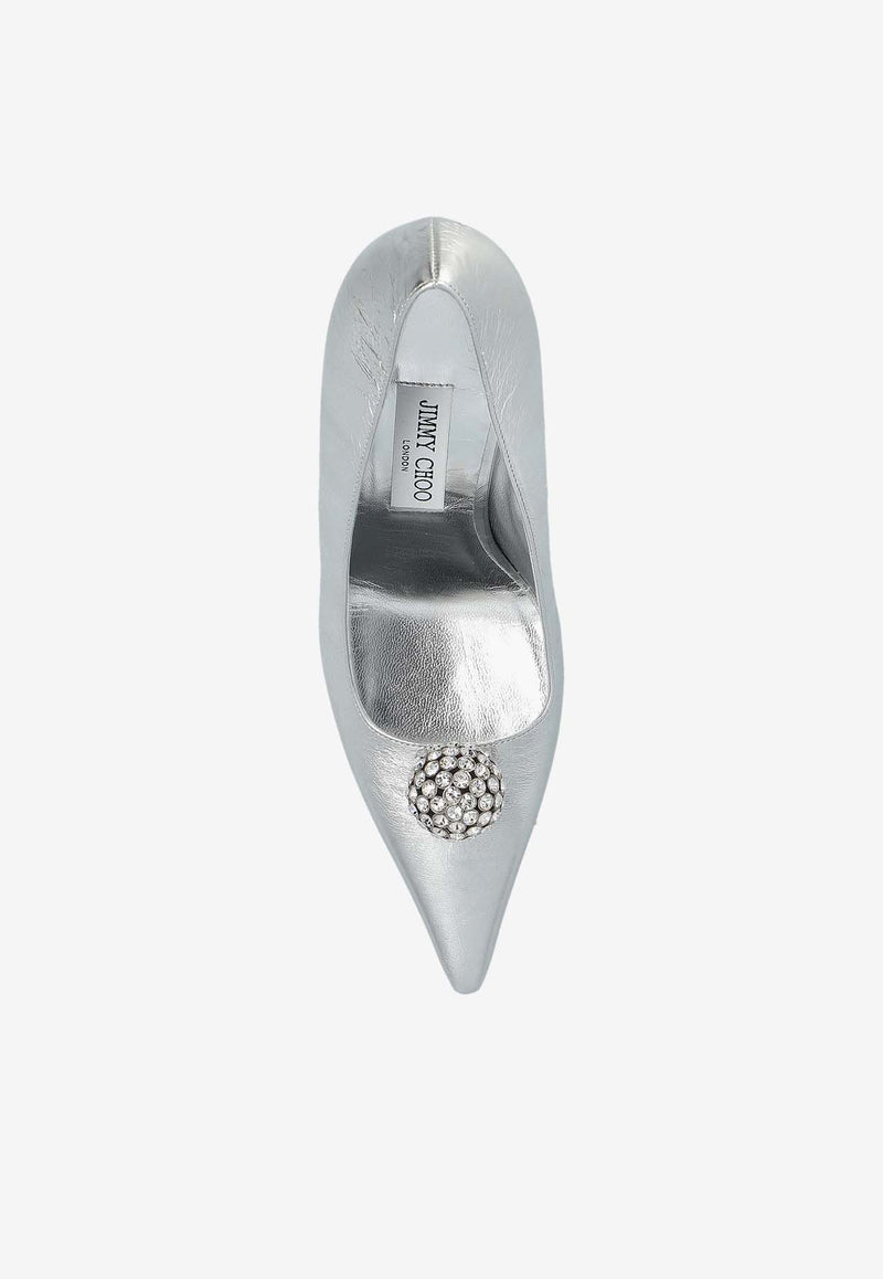 Jimmy Choo Orb 95 Leather Pumps Silver ORB PUMP 95 KHW-SILVER CRYSTAL