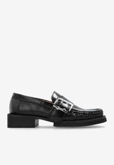 GANNI Leather Buckled Loafers Black S2534 4926-099