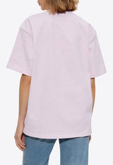 GANNI Embroidered Logo T-shirt Pink T4090 3683-868