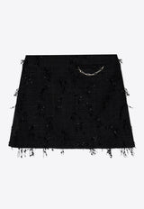 GANNI Feathered Tweed Mini Skirt Black W0094 6892-099