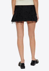 GANNI Feathered Tweed Mini Skirt Black W0094 6892-099