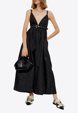 GANNI Strappy Belted Maxi Dress Black W0030 6883-099