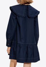 GANNI Oversized Collar Mini Denim Dress Navy W0157 6479-683