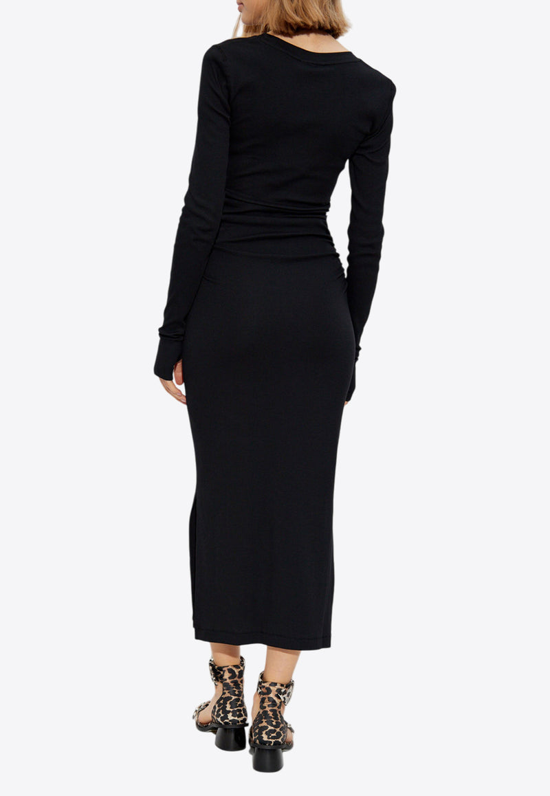 GANNI Draped Maxi Dress  Black T4081 3675-099