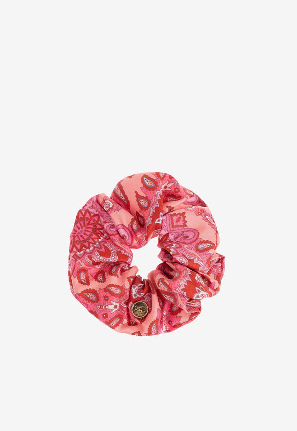 Etro Paisley Print Silk Hair Scrunchie Pink WF6D0001 AT257-X0872