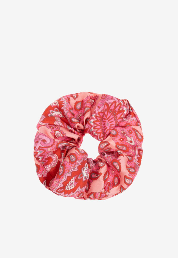 Etro Paisley Print Silk Hair Scrunchie Pink WF6D0001 AT257-X0872