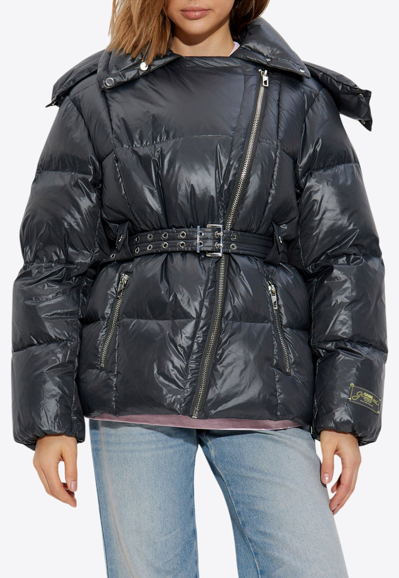 GANNI Zip-Up Puffer Jacket Black W0049 6866-052