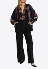 Etro Printed Silk Top Black WRCA0025 AV566-X0810