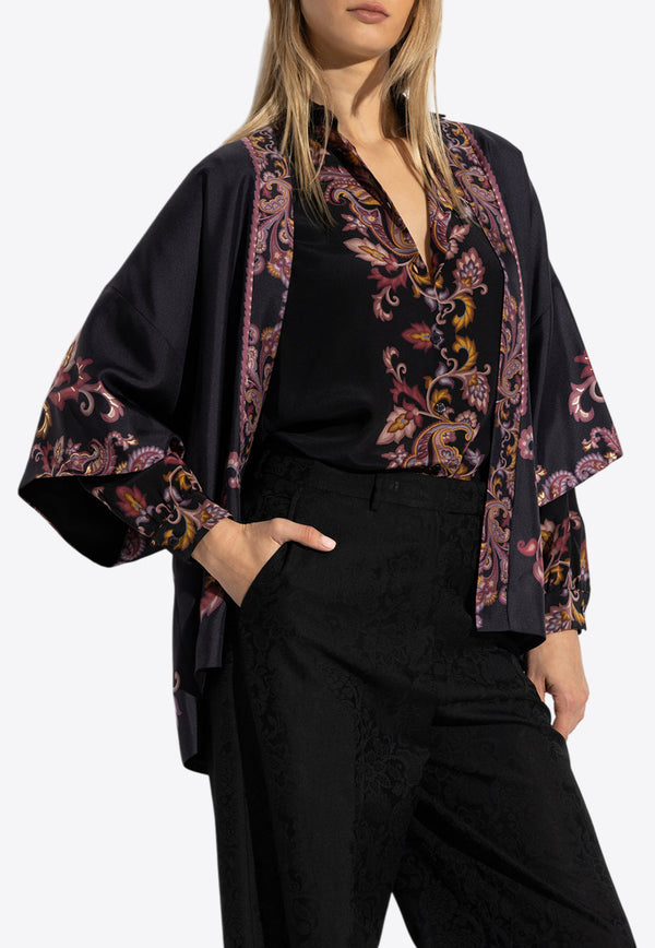 Etro Printed Silk Top Black WRCA0025 AV566-X0810