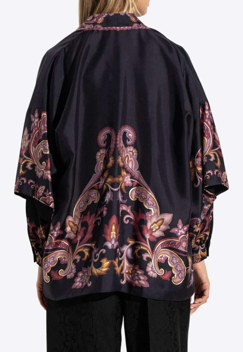 Etro Printed Silk Top Black WRCA0025 AV566-X0810