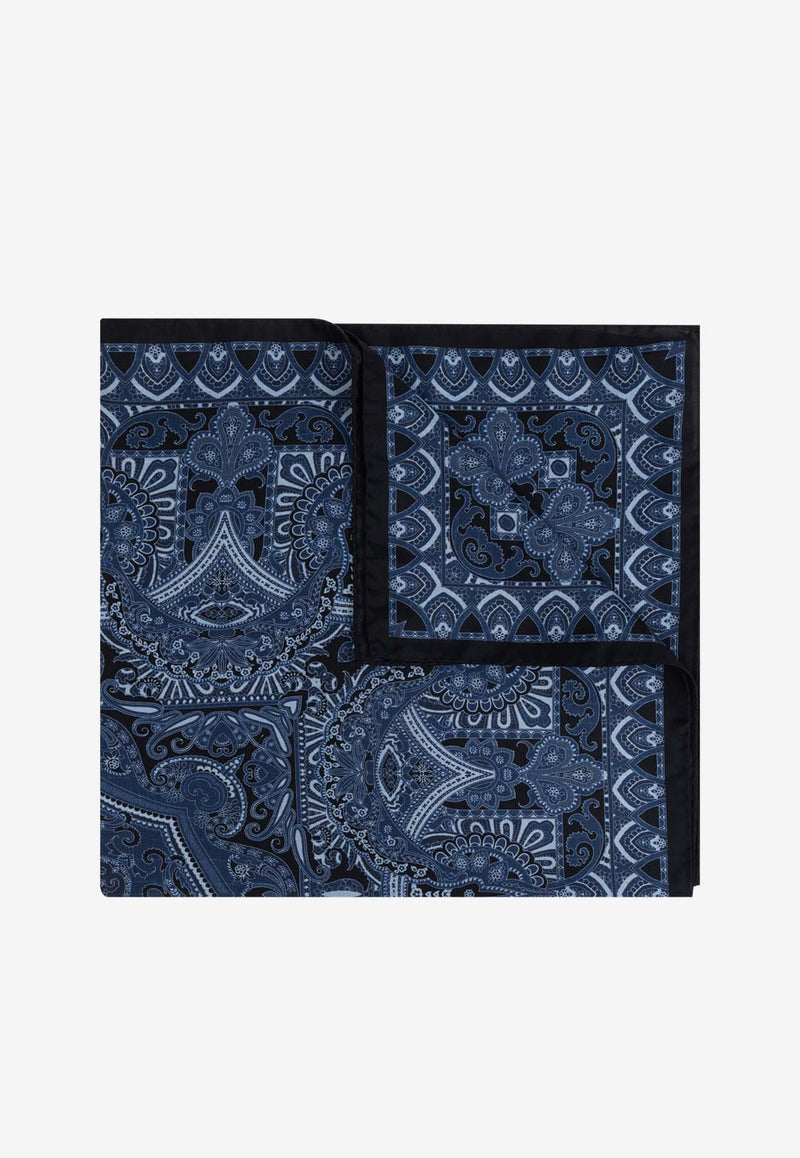 Etro Printed Silk Scarf Navy WAXA0008 AK618-X0889