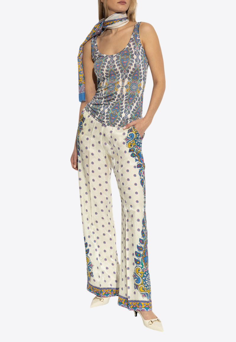 Etro Paisley Print Straight Pants Cream WREA0014 AQ115-X0800