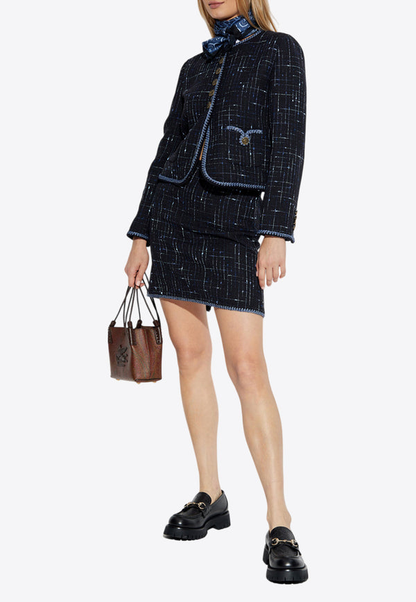 Etro Mini Tweed Skirt Navy WRFA0098 99TUEK8-B0310