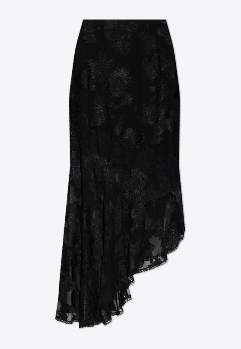 Etro Lace-Trimmed Midi Skirt Black WRFA0093 99TJD45-N0000