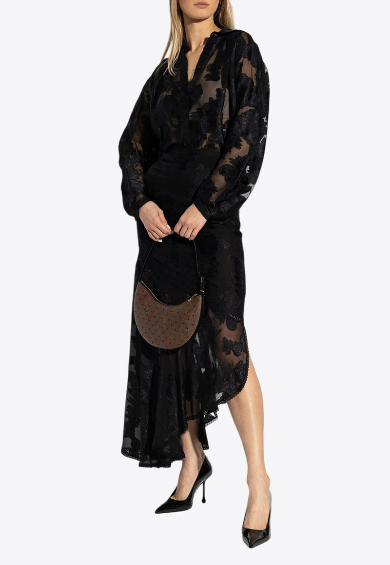 Etro Lace-Trimmed Midi Skirt Black WRFA0093 99TJD45-N0000