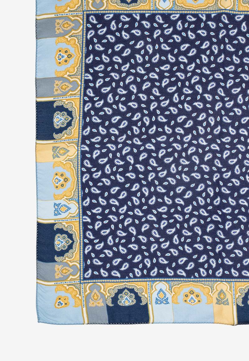 Etro Printed Silk Pocket Square Blue MAUA0004 AK820-X0883