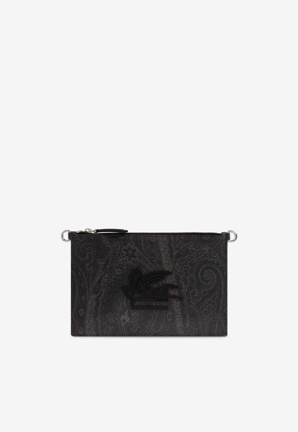 Etro Pegaso Patch Pouch Bag Black MP1C0013 AA012-N0000