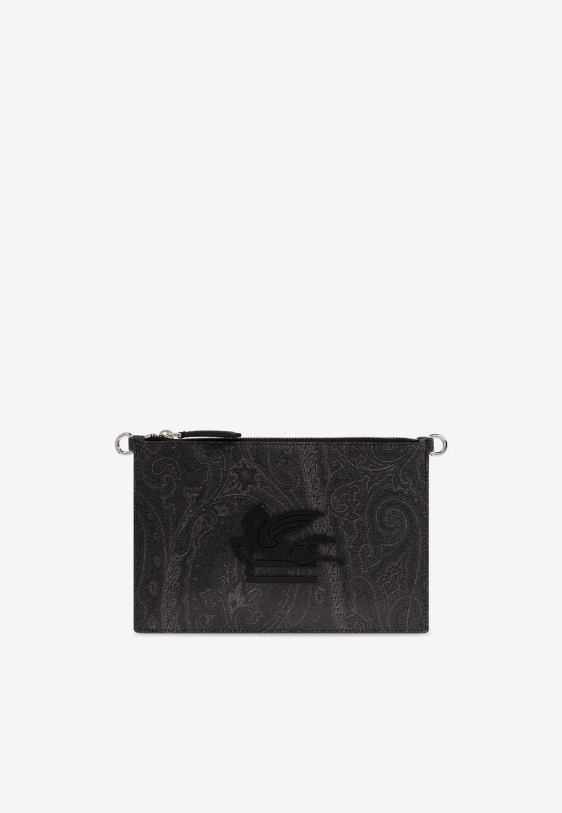 Etro Pegaso Patch Pouch Bag Black MP1C0013 AA012-N0000