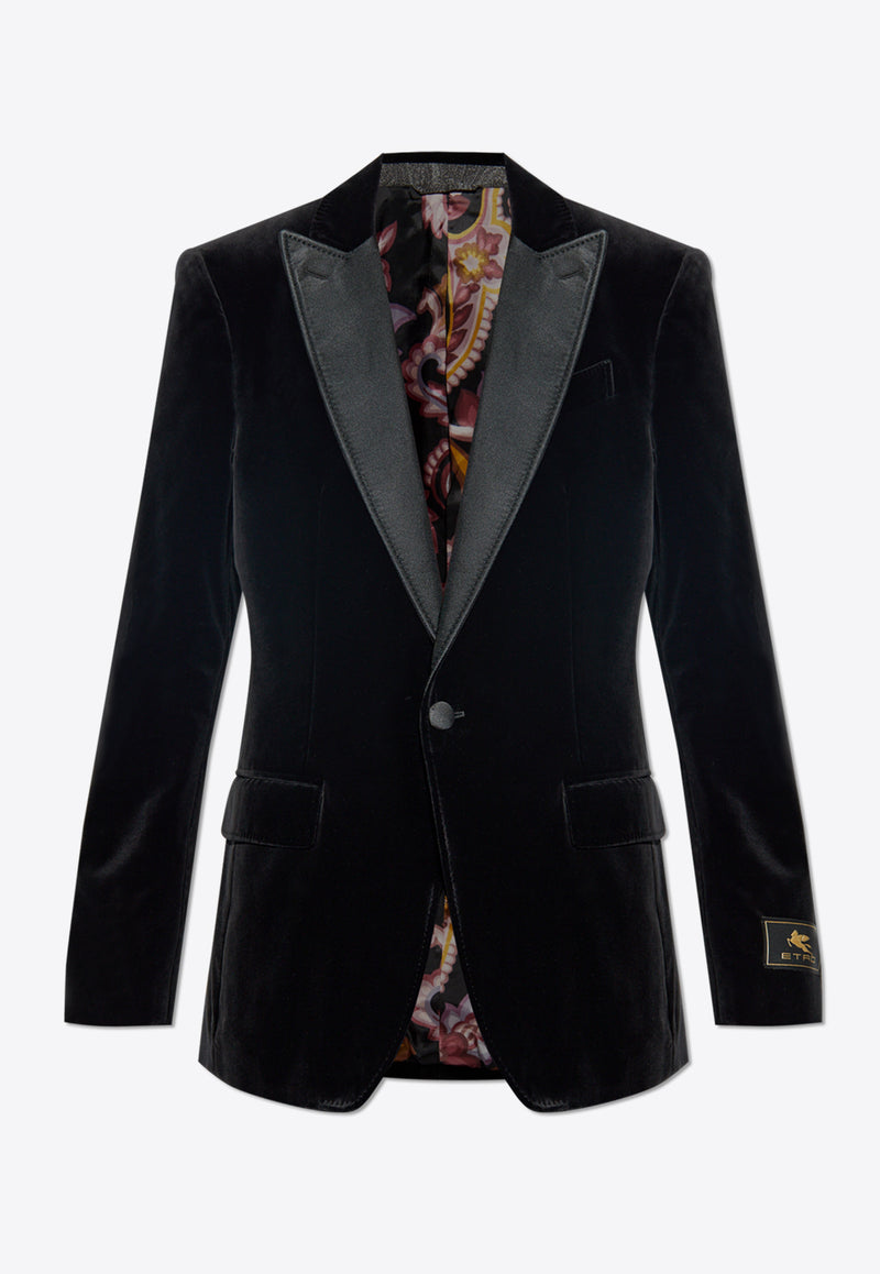 Etro Single-Breasted Velvet Blazer Black MRCA0037 99TUEI1-N0000