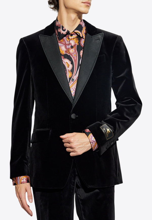 Etro Single-Breasted Velvet Blazer Black MRCA0037 99TUEI1-N0000