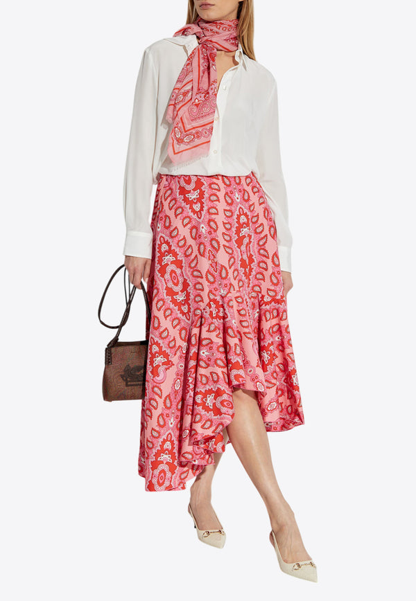 Etro Paisley Print Asymmetric Midi Skirt Red WRFA0095 99SA5H5-X0872