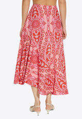 Etro Paisley Print Asymmetric Midi Skirt Red WRFA0095 99SA5H5-X0872