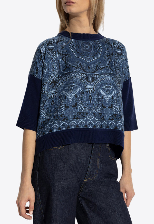 Etro Scarf Motif Knit Top Blue WRKE0060 AV625-B4401