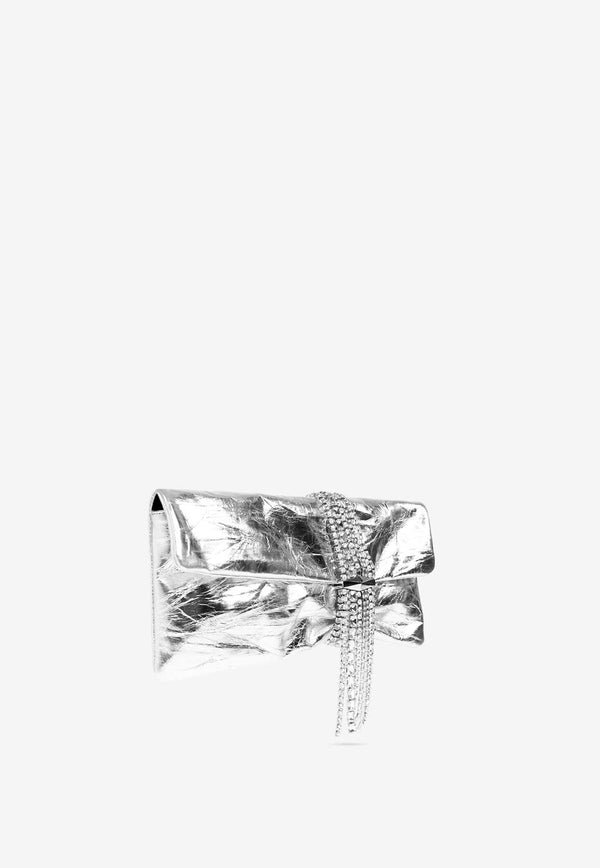 Jimmy Choo Zandra Leather Clutch Bag Silver ZANDRA BYN-SILVER SILVER