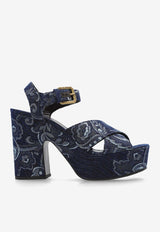 Etro 100 Floral Jacquard Denim Platform Sandals WS4F0006 AD278-S9090