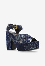 Etro 100 Floral Jacquard Denim Platform Sandals WS4F0006 AD278-S9090