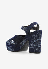 Etro 100 Floral Jacquard Denim Platform Sandals WS4F0006 AD278-S9090