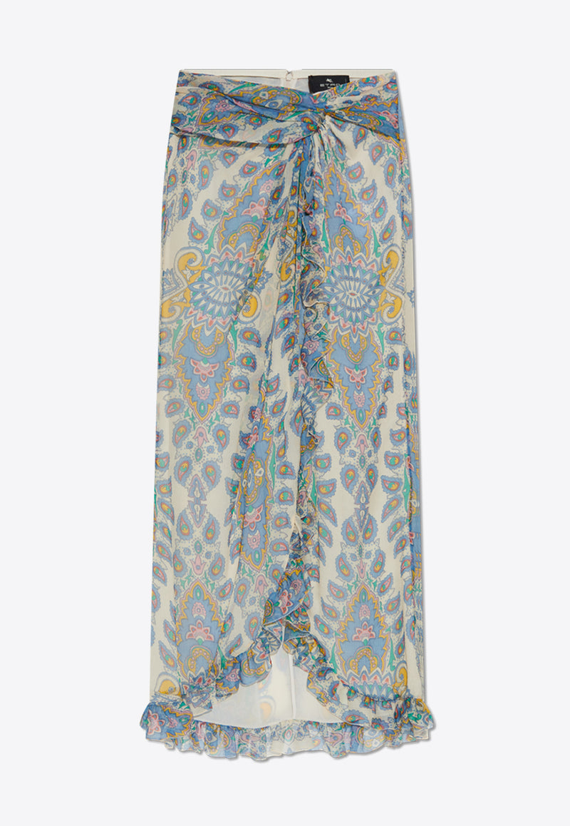 Etro Paisley Print Silk Midi Skirt WRFA0099 99SA1G1-X0800