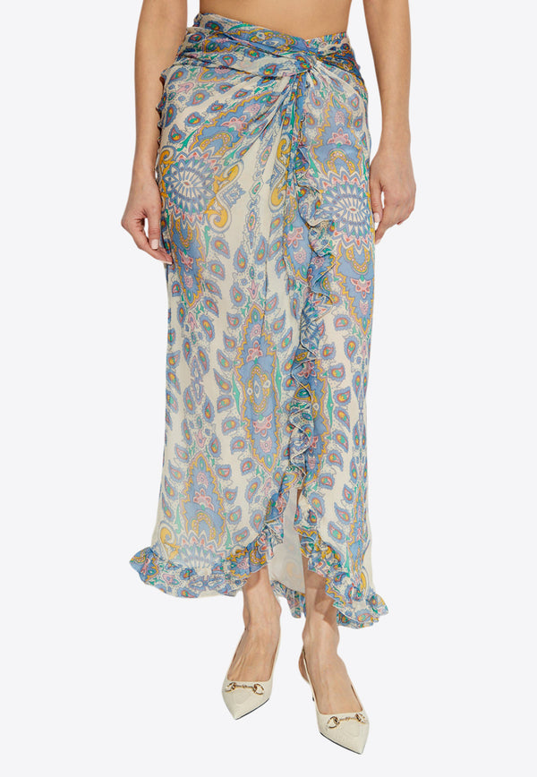 Etro Paisley Print Silk Midi Skirt WRFA0099 99SA1G1-X0800