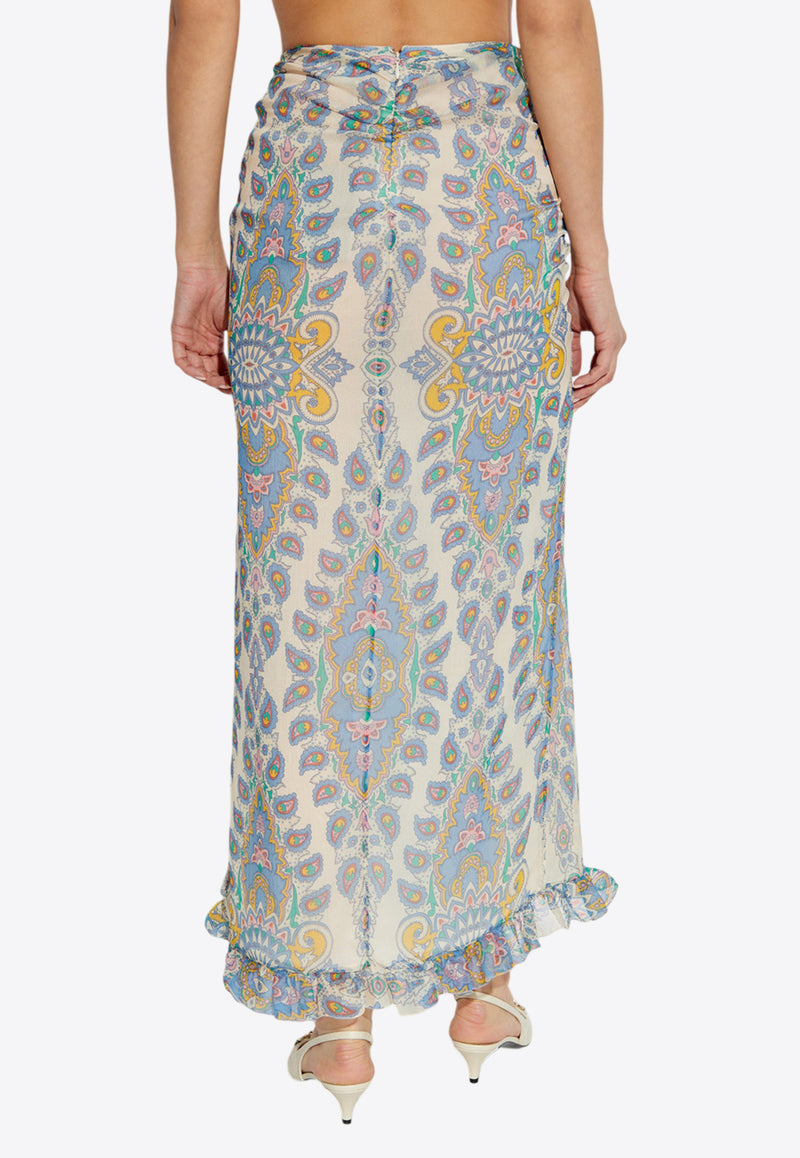 Etro Paisley Print Silk Midi Skirt WRFA0099 99SA1G1-X0800