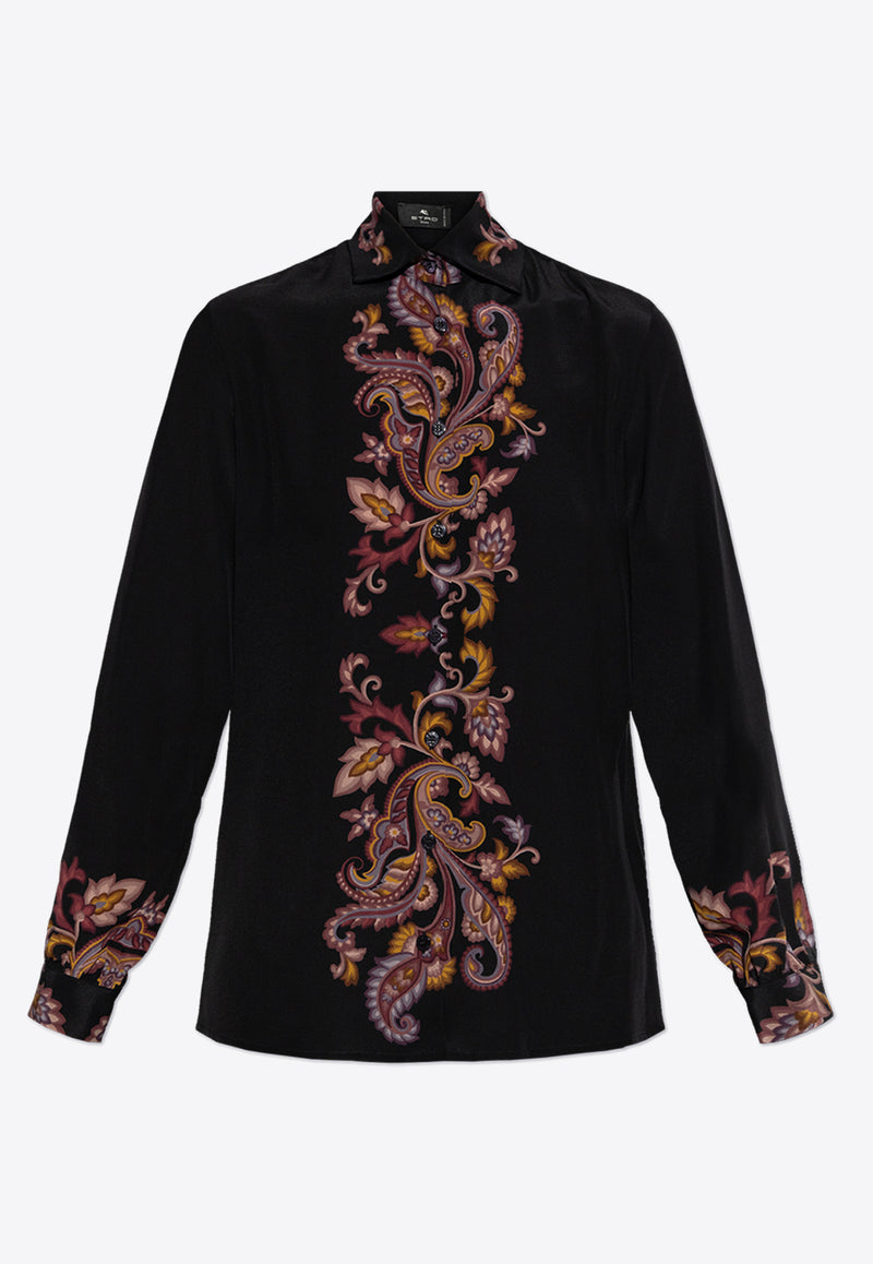 Etro Decorative Long-Sleeved Silk Shirt Black WRIA0019 AK567-X0810