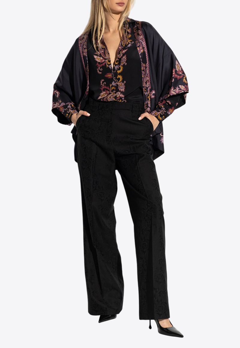 Etro Decorative Long-Sleeved Silk Shirt Black WRIA0019 AK567-X0810