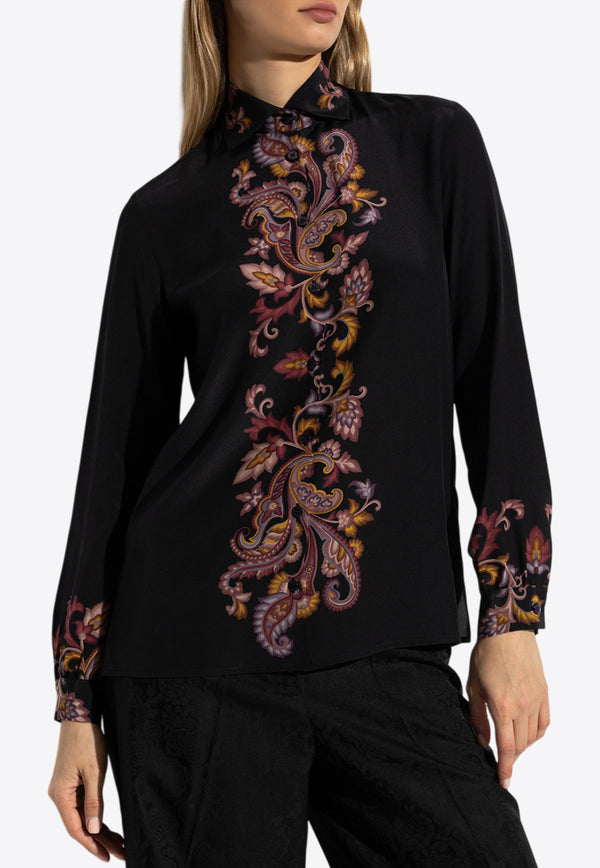 Etro Decorative Long-Sleeved Silk Shirt Black WRIA0019 AK567-X0810