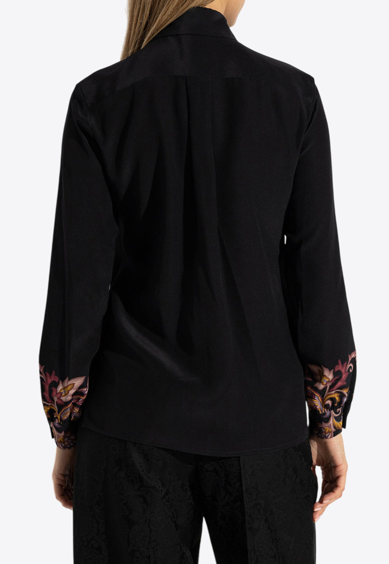 Etro Decorative Long-Sleeved Silk Shirt Black WRIA0019 AK567-X0810