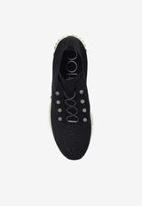 Jimmy Choo Velles Macaron Sequin Knit Sneakers Black VELES BNV-X BLACK