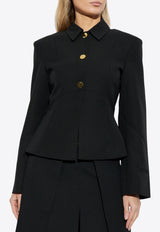 GANNI Logo Embossed Buttoned Blazer Black W0057 6783-099