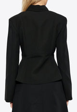 GANNI Logo Embossed Buttoned Blazer Black W0057 6783-099