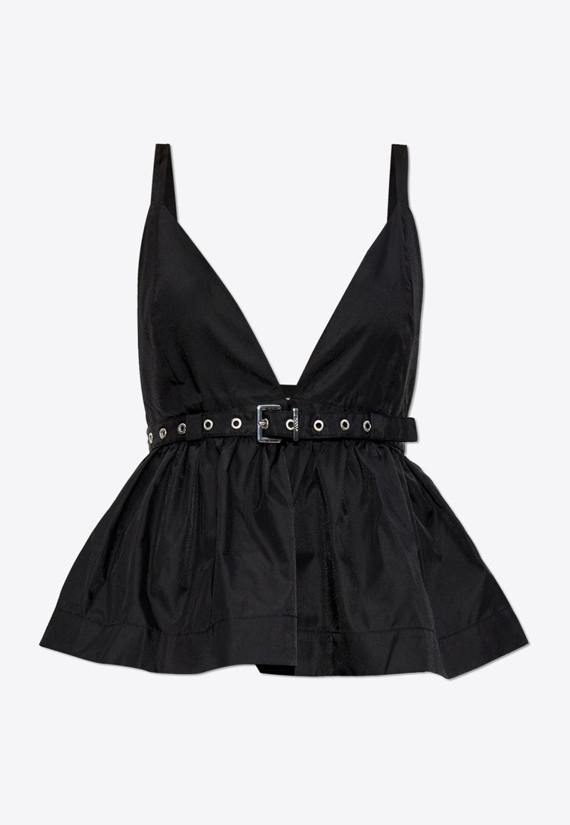 GANNI Duchesse Strappy Belted Top Black W0175 6883-099