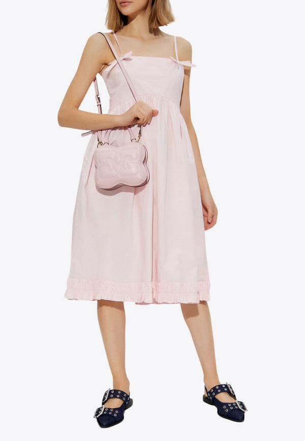 GANNI Strappy Midi Poplin Dress Pink W0325 6479-868