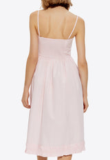 GANNI Strappy Midi Poplin Dress Pink W0325 6479-868