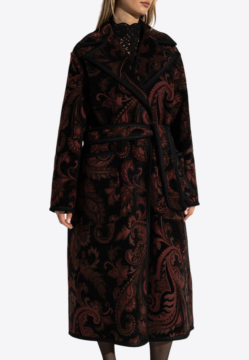 Etro Patterned Knee-Length Coat Burgundy WRAA0057 99TJEA9-S9810