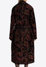 Etro Patterned Knee-Length Coat Burgundy WRAA0057 99TJEA9-S9810