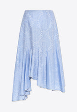 Etro Paisley Jacquard Asymmetric Midi Skirt Light Blue WRFA0095 AK763-X0888