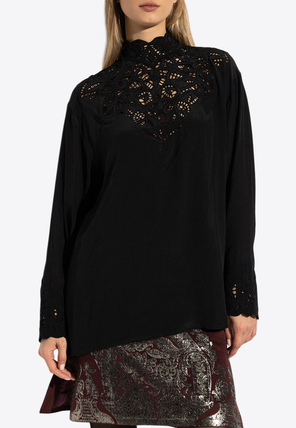 Etro Silk Embroidered Blouse Black WRJA0099 AV572-N0000