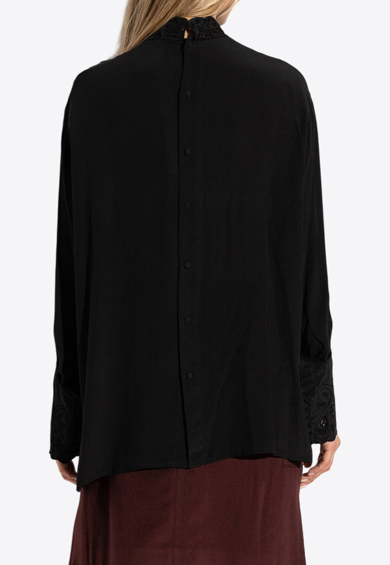 Etro Silk Embroidered Blouse Black WRJA0099 AV572-N0000